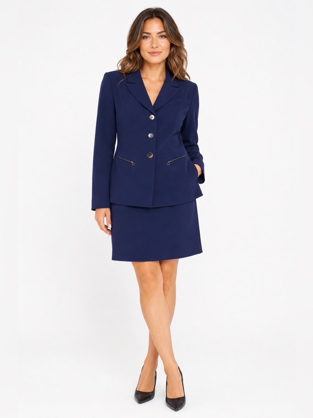 90s Vintage Kasper Royal Blue Pencil Skirt |Power Suit | Size Petite 10